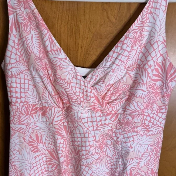 VINEYARD VINES SZ 12 WOMENS PINK/WHITE FLORAL SHEATH DRESS LINED SIDE ZIP - Picture 7 of 12